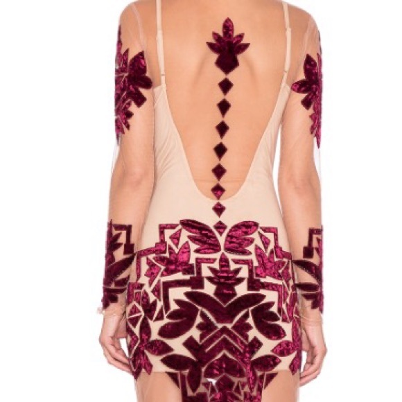 For Love & Lemons Vienna Mini Dress Burgundy S - Picture 2 of 4
