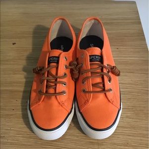 Orange Sperry top sider