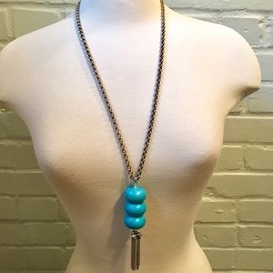 SOLD Turquoise & Silver Long Necklace