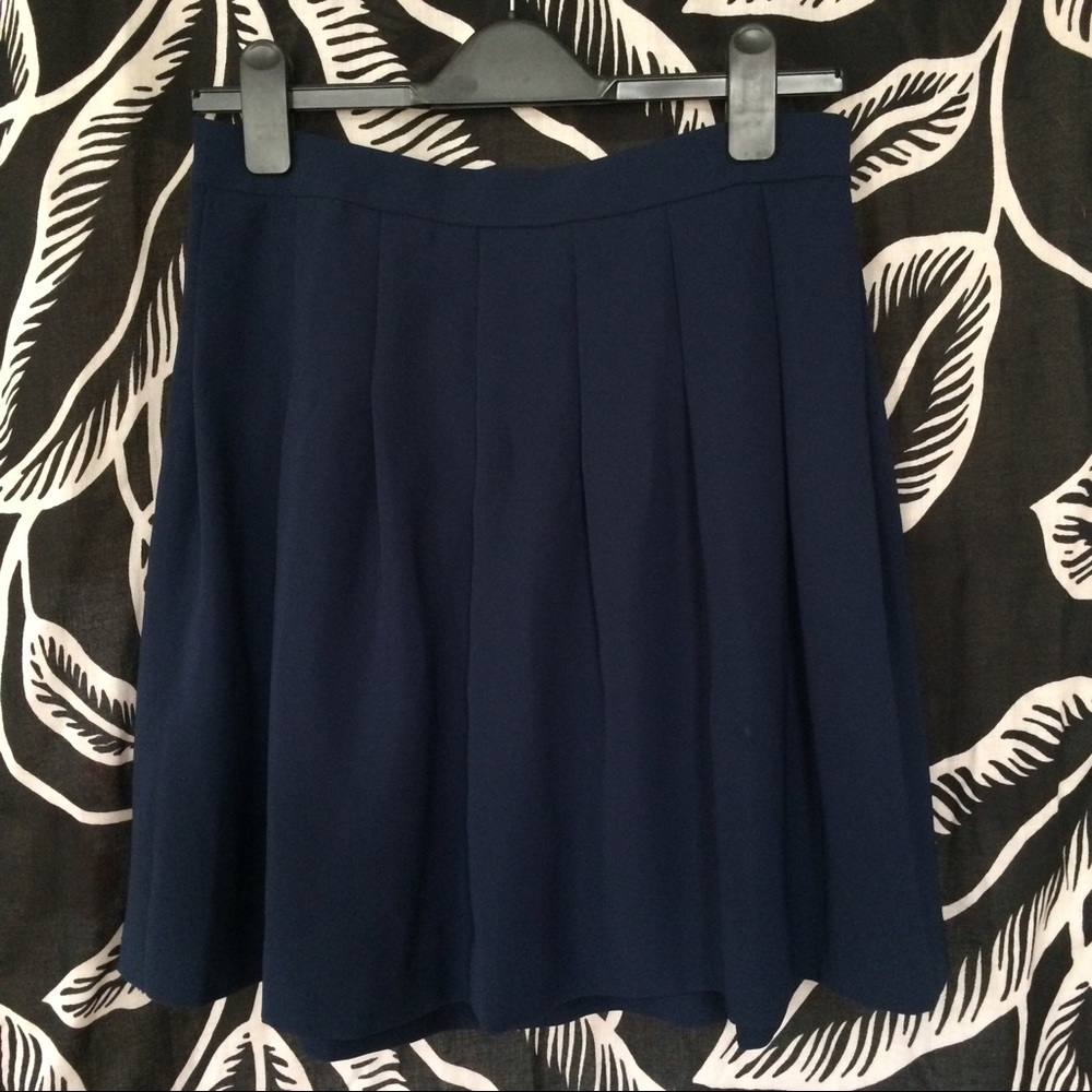 J. Crew navy pleated crepe skirt