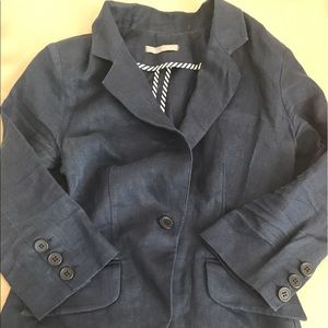 Olivia Moon Navy Linen Blazer