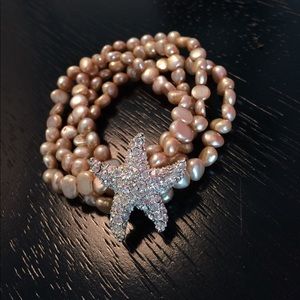 Sparkle starfish Beige stone bracelet