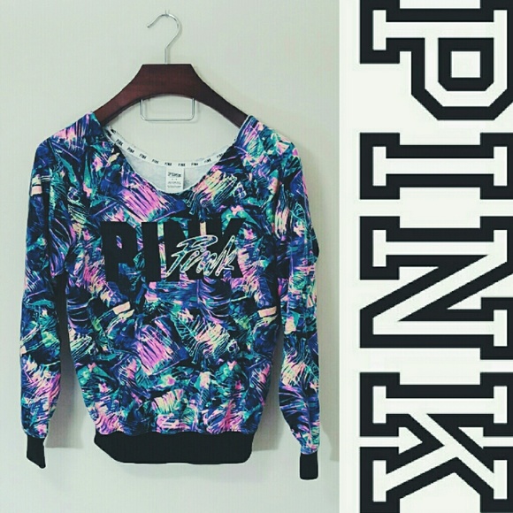 PINK Victoria's Secret Tops - PINK palm print sweatshirt! Small