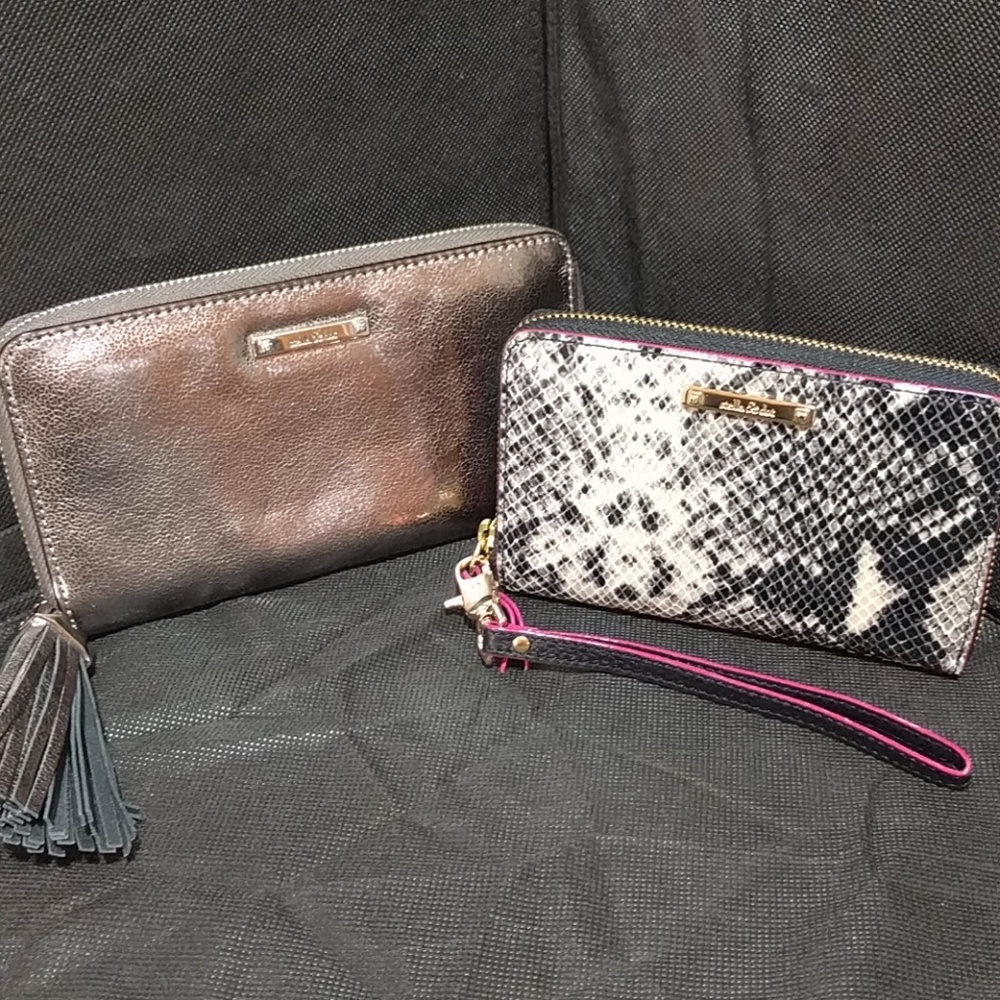 Two Stella and Dot wallets - metallic & python
