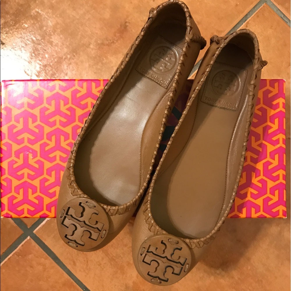 Brown leather Tory Burch ballerina flats