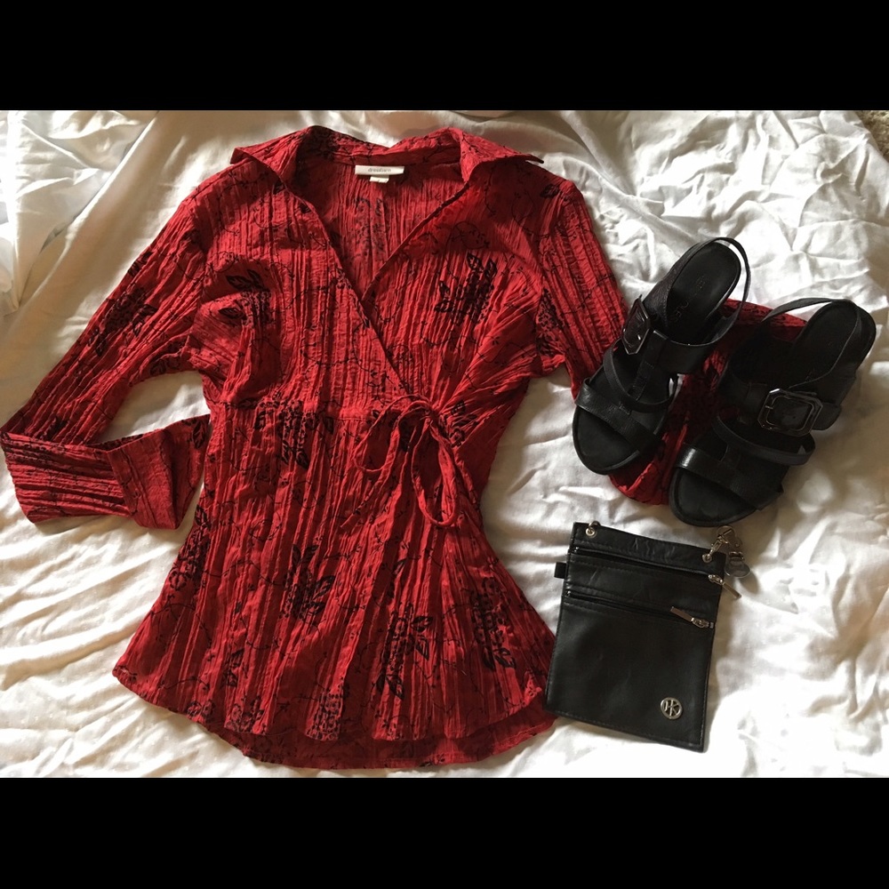 Romantic Red Wrap Top