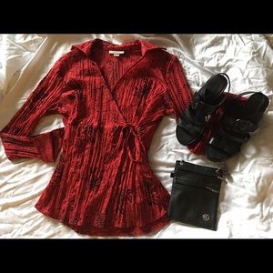 Romantic Red Wrap Top