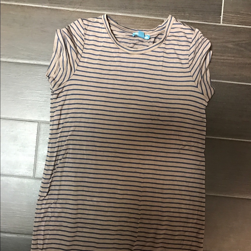 Short sleeve striped knit maxi