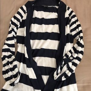 Express Long Sleeve Navy Striped Cardigan