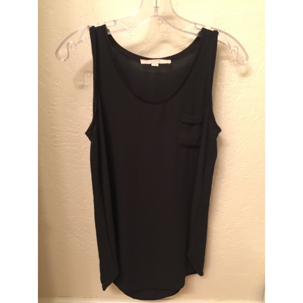 LOFT black chiffon shell