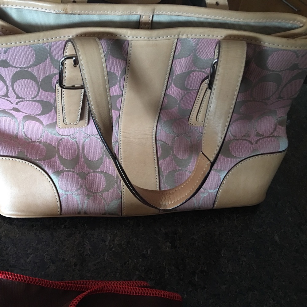 Authentic Coach light Pink/ Tan purse