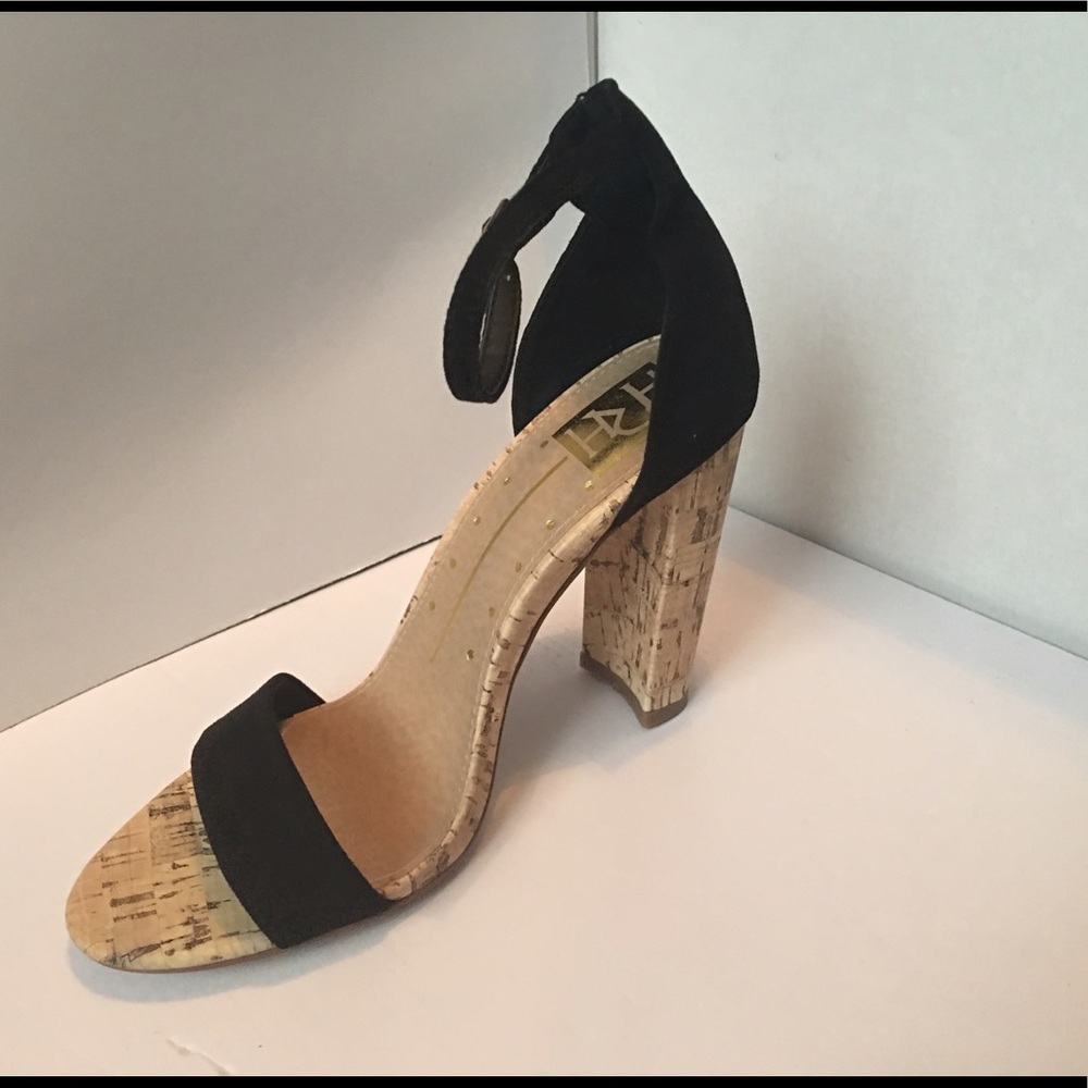 Brand new tan & black block heel