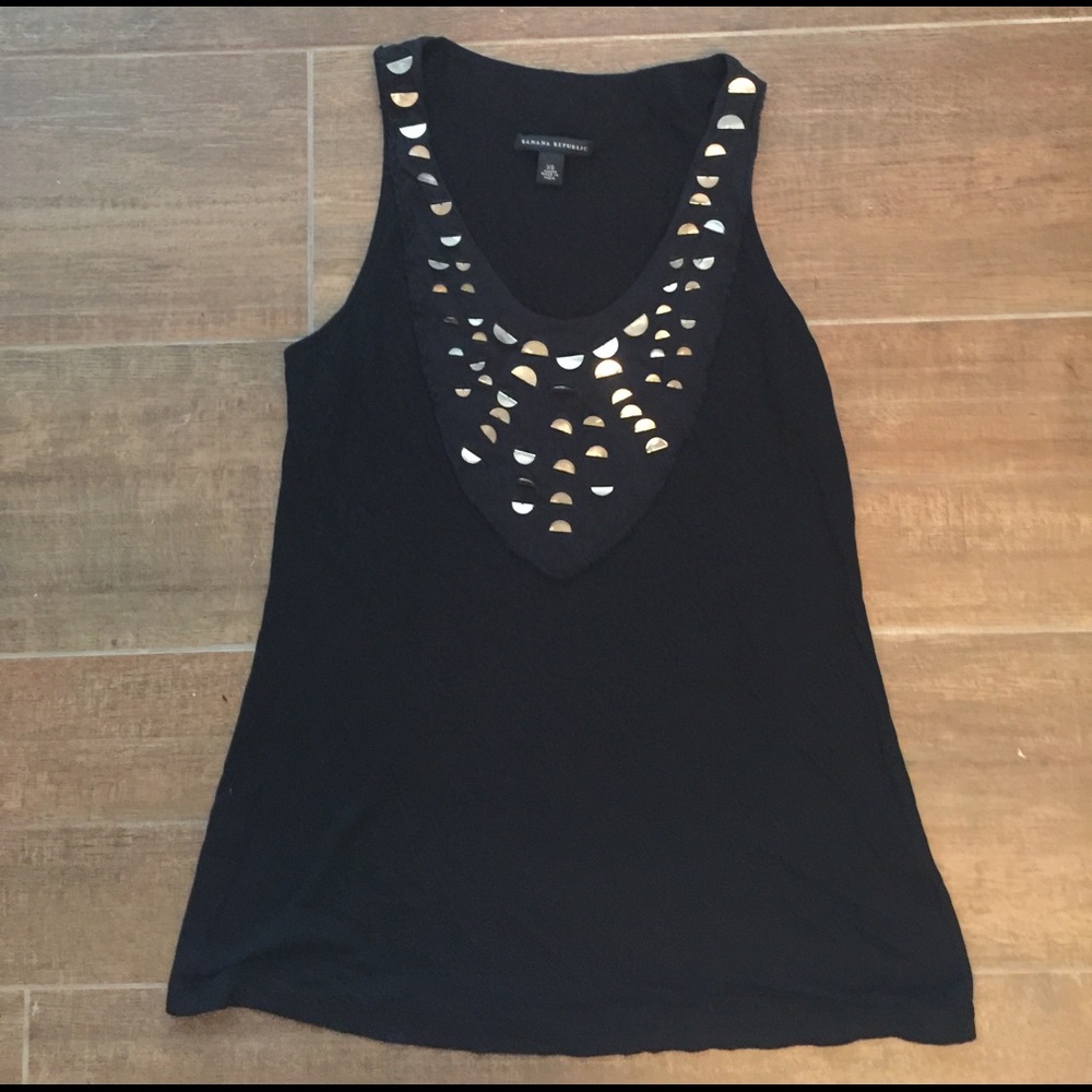 Banana Republic black tank with metal detailing