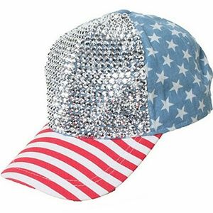 American Flag Baseball Cap With Rhinestones