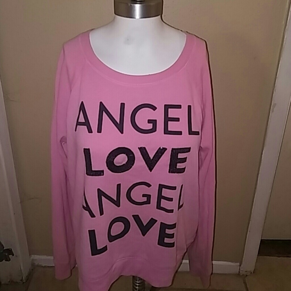 PINK VS off-shoulder sequin sweatshirt 👼