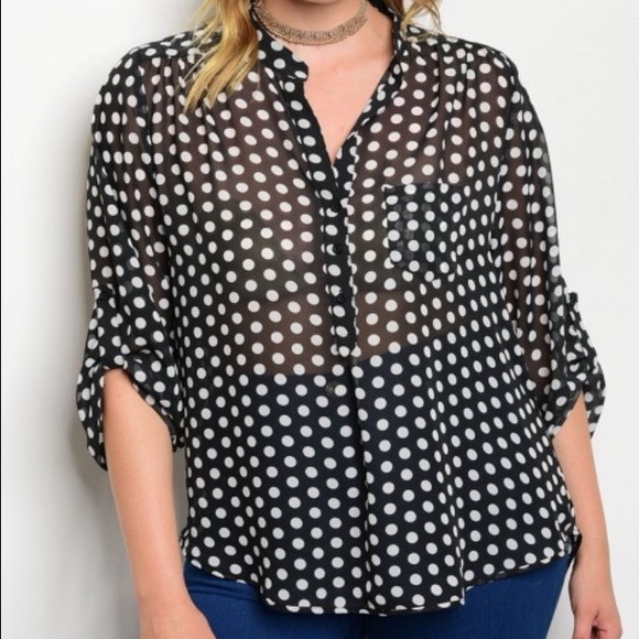 Polka Dot Sheer Blouse (Plus) - Picture 1 of 2