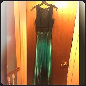 Betsy & Adam Pleated Ombré Illusion Gown