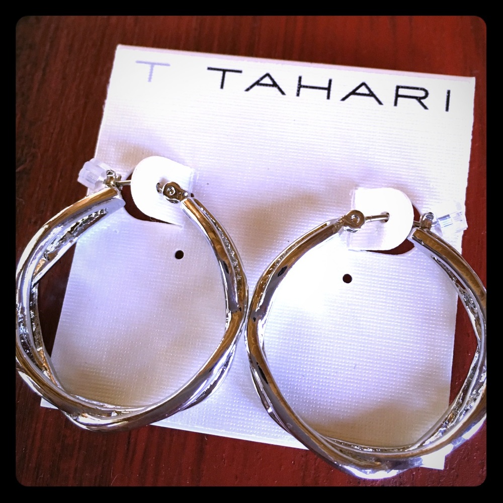 Tahari silver hoop earrings