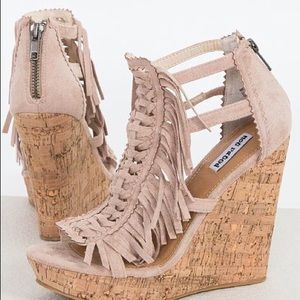 Tan Fringe Wedges