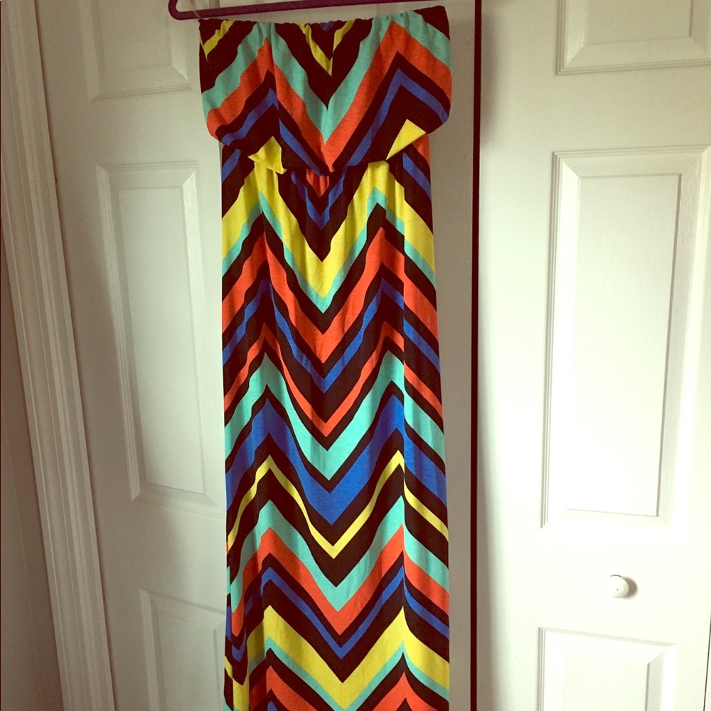 Boutique chevron strapless maxi dress!