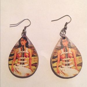 Frida Kahlo's painting wooden Earrings