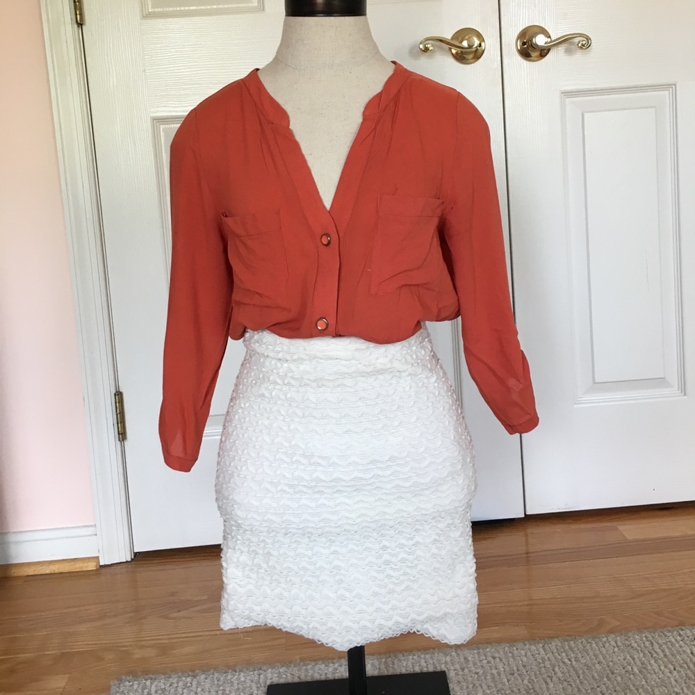Orange button down blouse