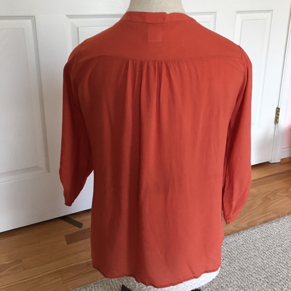 Orange button down blouse - Picture 3 of 4