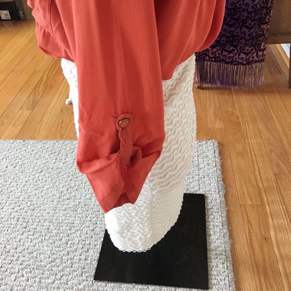 Orange button down blouse - Picture 4 of 4
