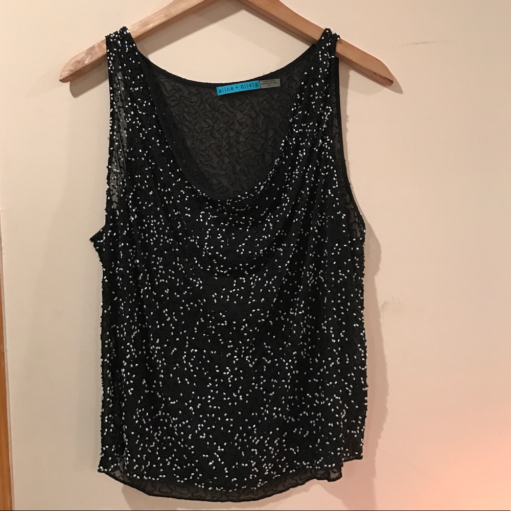NWOT Alice + Olivia beaded sleeveless blouse so S