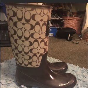 Authentic brown coach rain boots