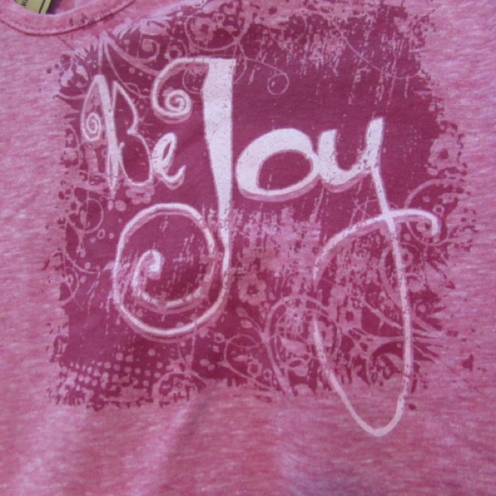 Light pink heathered "be joy" hooded t
