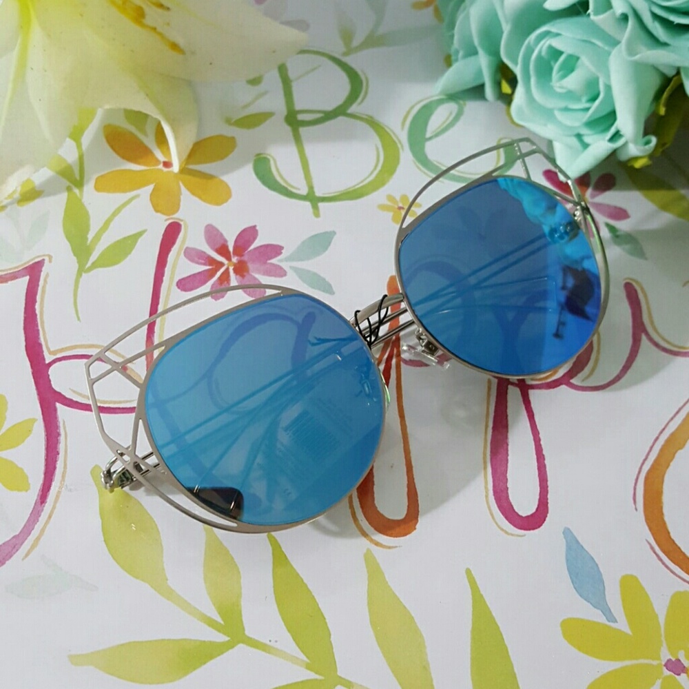 HIGH QUALITY CAT EYE MIRROR VINTAGE  SUNGLASSES - Picture 2 of 4