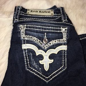 Rock Revival Jeans With Crystal Detail Size 29