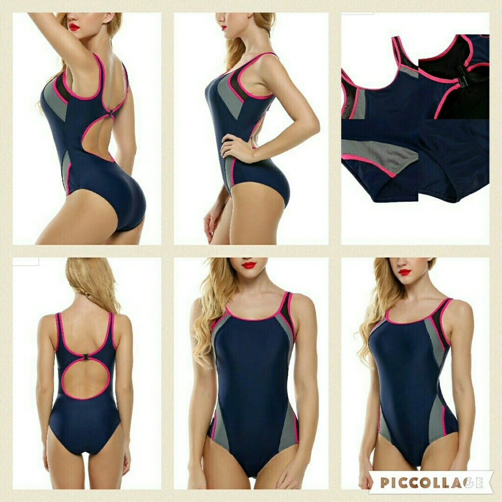 ONE PIECE BACKLESS SWIMSUIT/navy blue