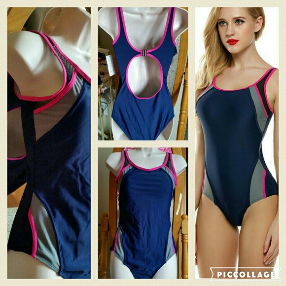 ONE PIECE BACKLESS SWIMSUIT/navy blue - Picture 2 of 4