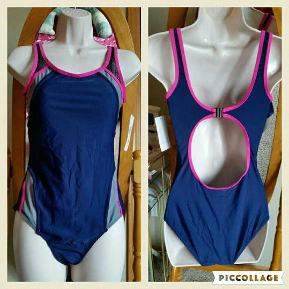ONE PIECE BACKLESS SWIMSUIT/navy blue - Picture 3 of 4