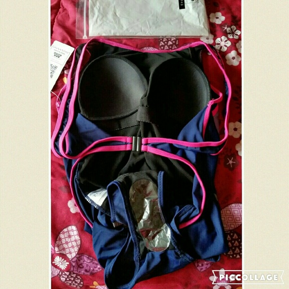 ONE PIECE BACKLESS SWIMSUIT/navy blue - Picture 4 of 4