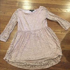 Rose pink lace three quarter sleeve top