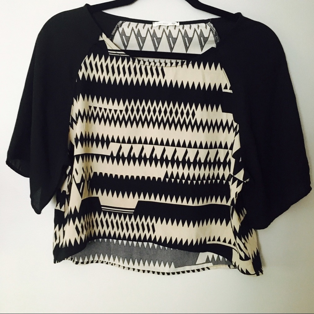 Zig Zag Black and Tan Crop Top