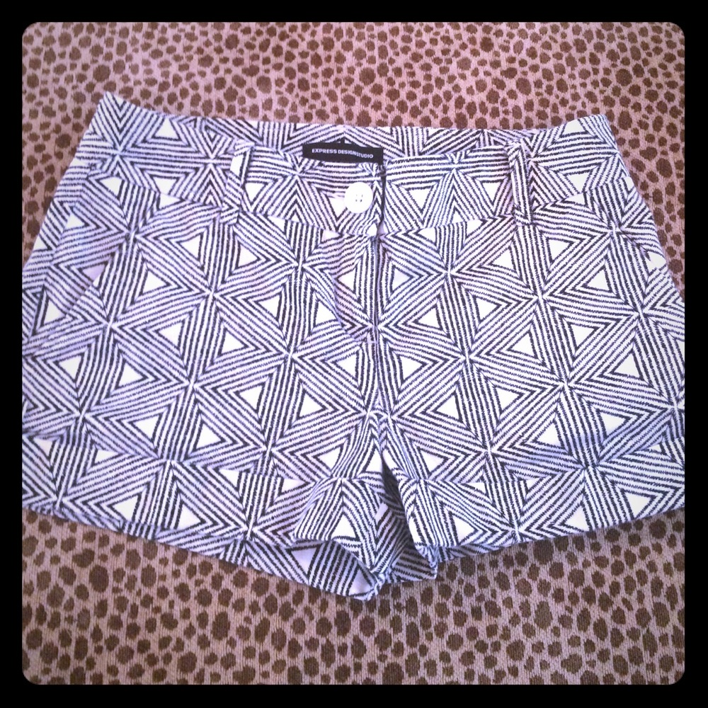 Express Black and White Shorts