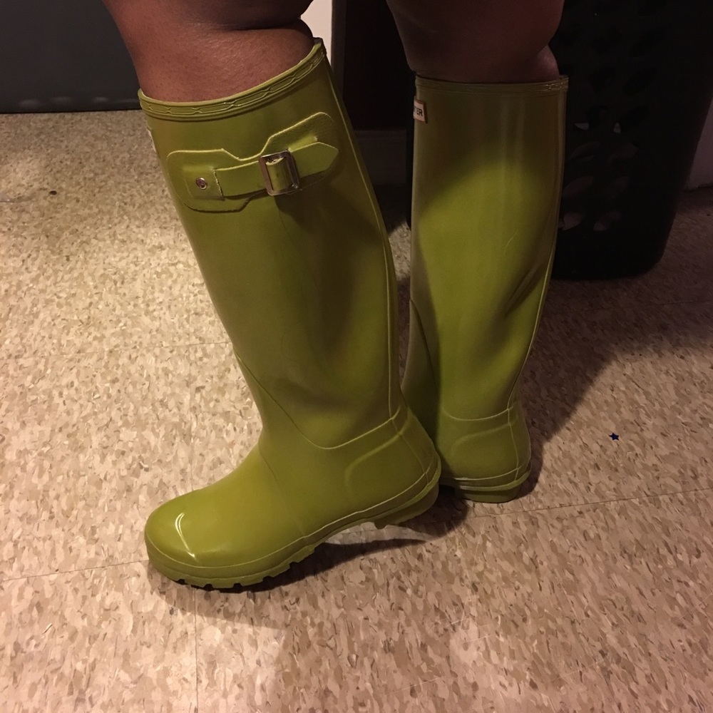 Lime Green Authentic Glossy Hunter Rain boots