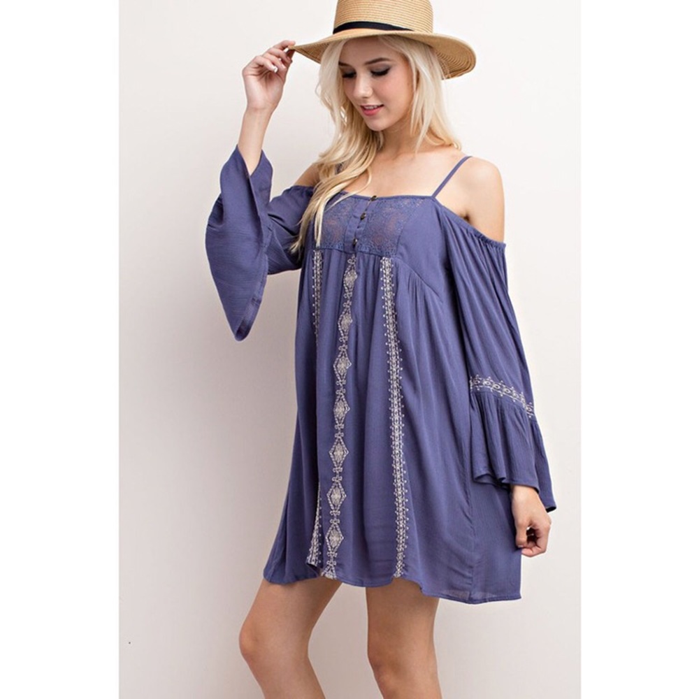 Embroidered Off The Shoulder Dress