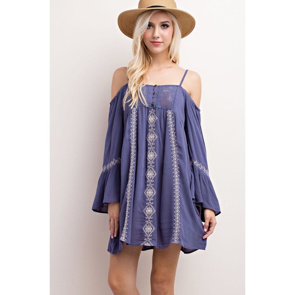 Embroidered Off The Shoulder Dress - Picture 4 of 5