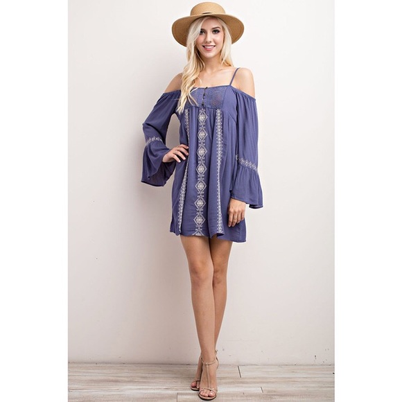 Embroidered Off The Shoulder Dress - Picture 2 of 5