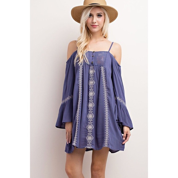 Embroidered Off The Shoulder Dress - Picture 4 of 5