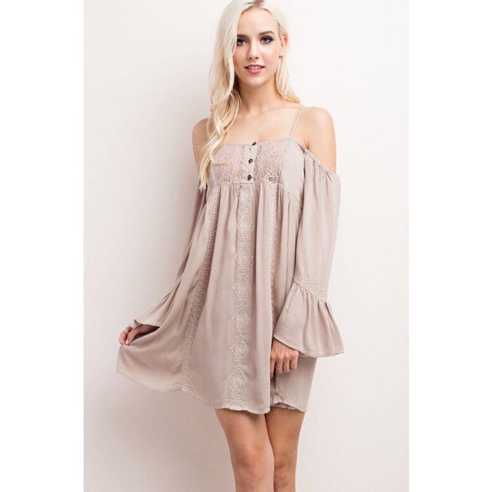 Embroidered Off The Shoulder Dress
