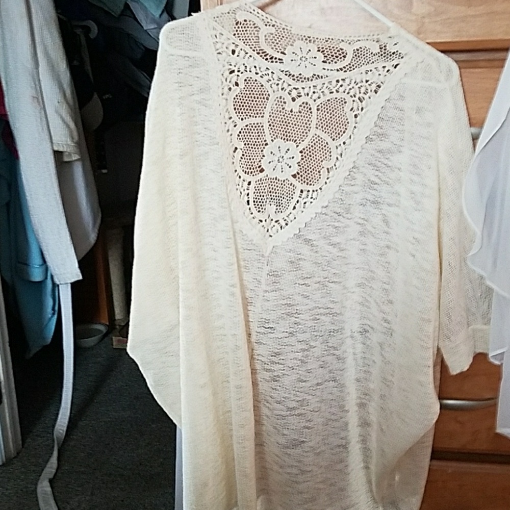 Sheer lace cream cardigan