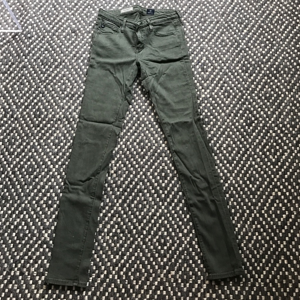 Hunter green AG skinny jeans