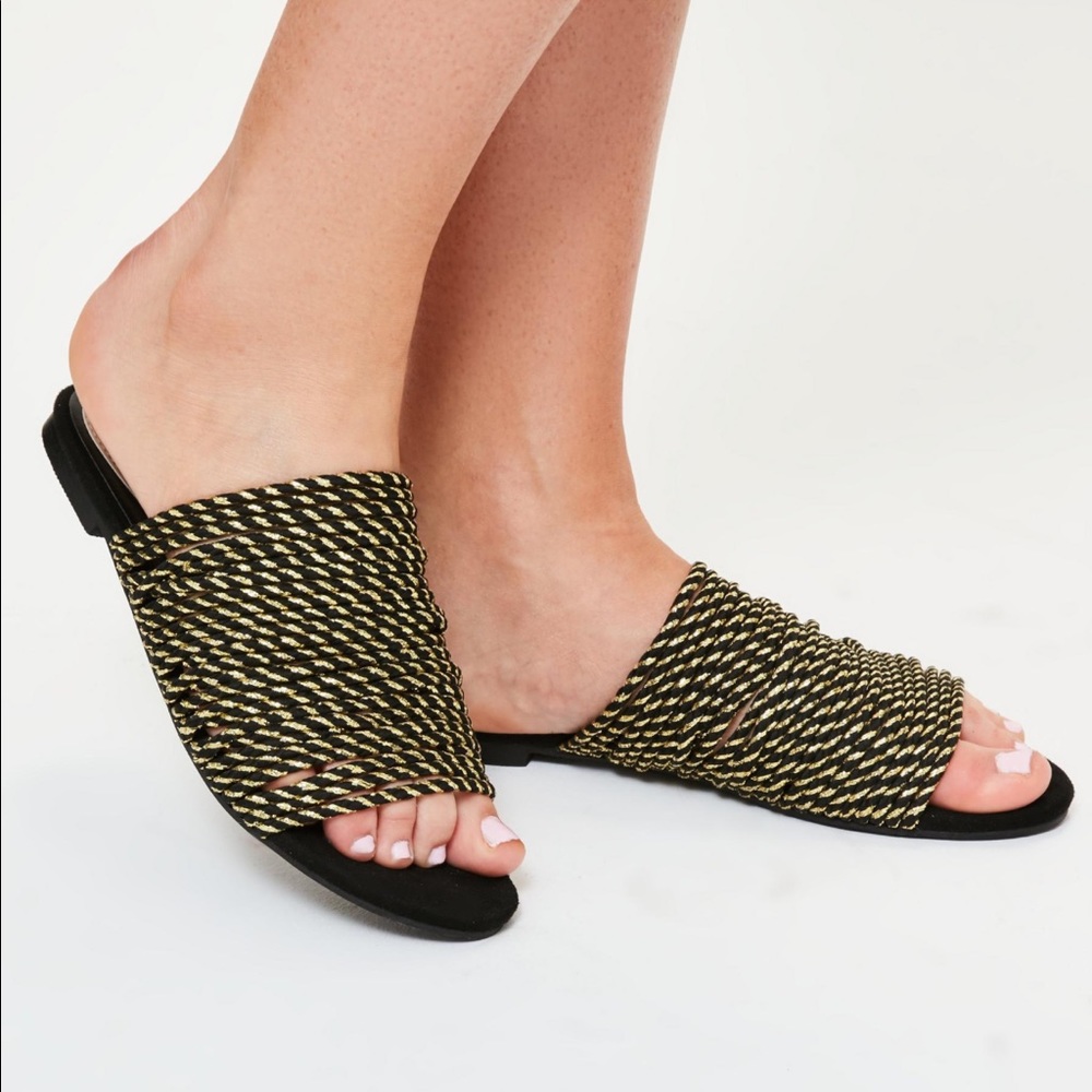 Gold rope flat mules from Missguided