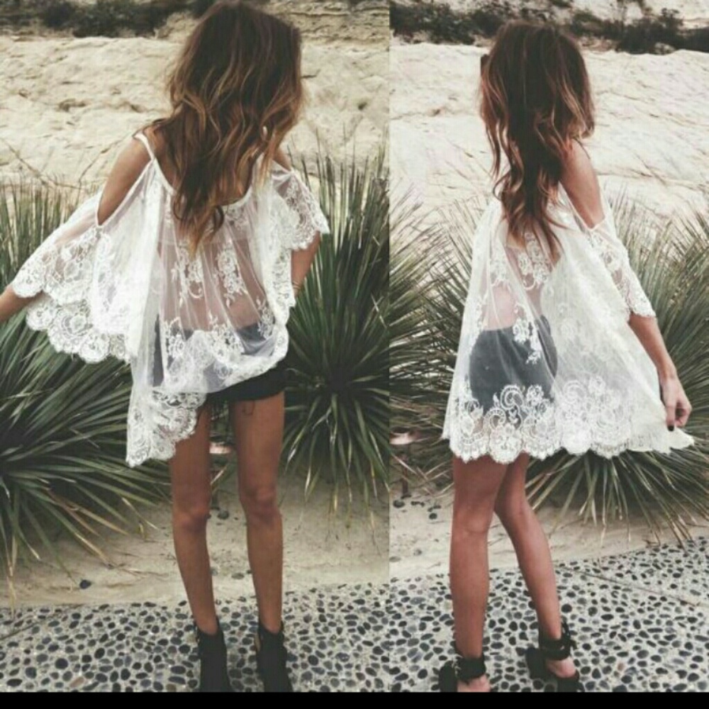 White summer bikini Beach cover up dress